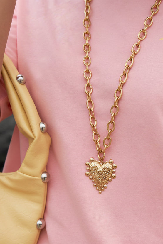 Layered necklace with chunky heart charm